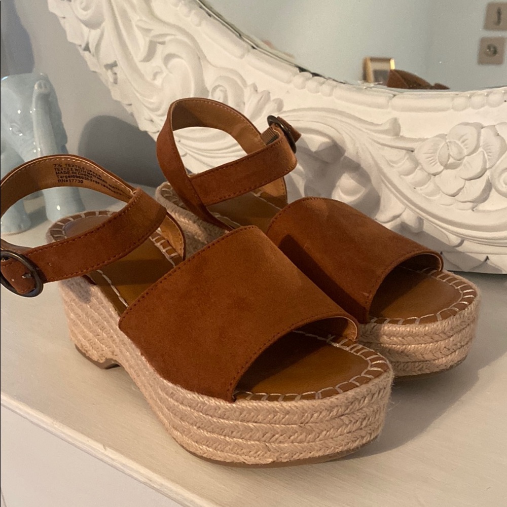 Brown Espadrille Wedge Sandals